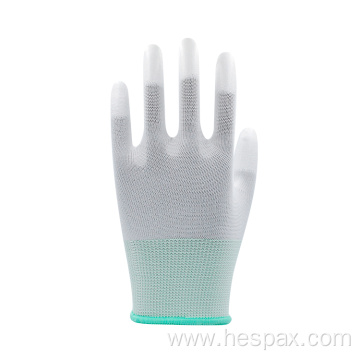 Hespax White Polyester Electrical PU Safety Gloves Work